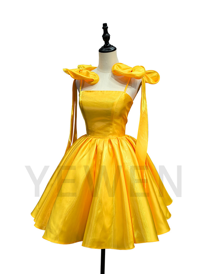 Modern Short Prom Dress Bow Ribbons Elegant Mini Cocktail Gown F25179