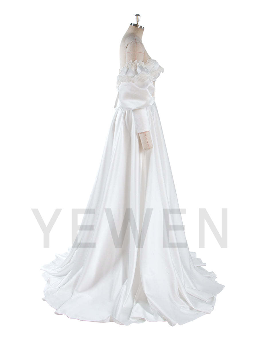 2 Piece White Wedding Set Boho Bridal Party Dress Vacation Dress for Photo Shoot YW250007