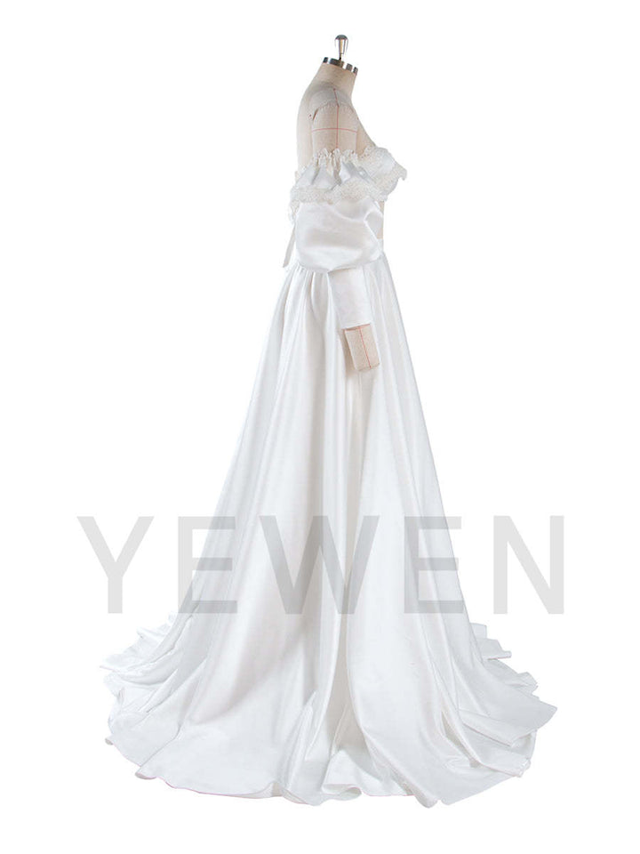 2 Piece White Wedding Set Boho Bridal Party Dress Vacation Dress for Photo Shoot YW250007