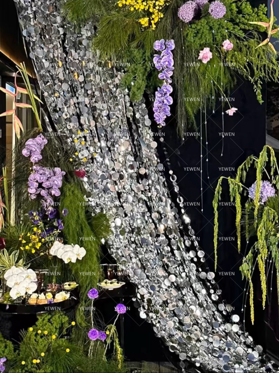 Silver Sequined Backdrop Cloth for Photo Props Decorative Wall Party Birthday Holiday Arrangement YW2603132D