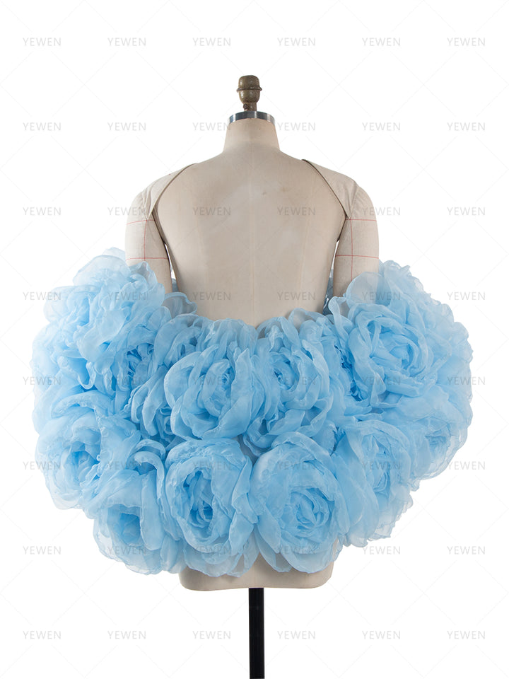 Handcrafted Large Organza Floral Shawl Bridal Cape Photography Pregnancy Shooting Props YW260277