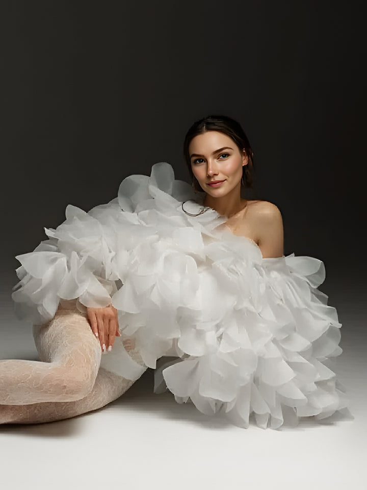 Fashion White Organza Women Jacket Photography Maternity Blouse Outerfit