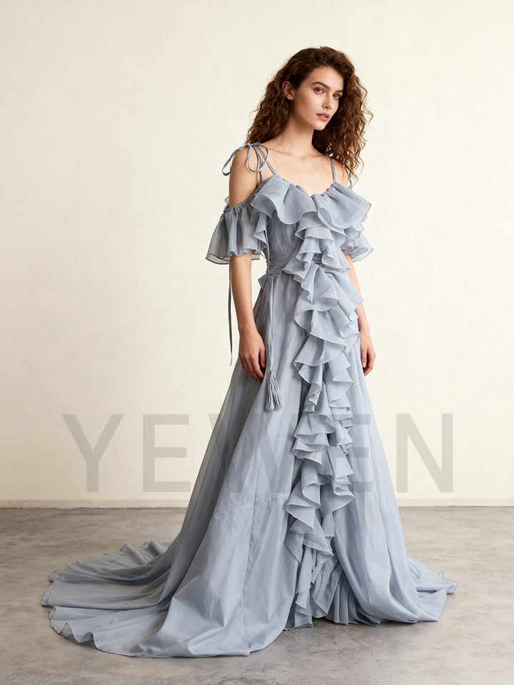 Elegant Organza Dress with Ruffles Women Corset Birthday Party Dress Photoshoot YW243167