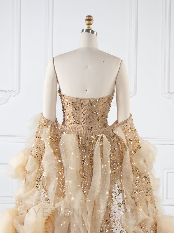 Luxury Beaded Mermaid Dress with Handmade flower Jacket Celebrity Dress YW251043