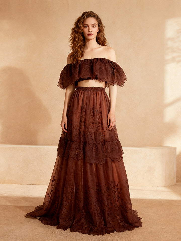 Elegance 2 Piece Set Embroidery Lace Boho Dress Photo Shoot Dress Bohemian Maternity Gown Baby Shower YW240122