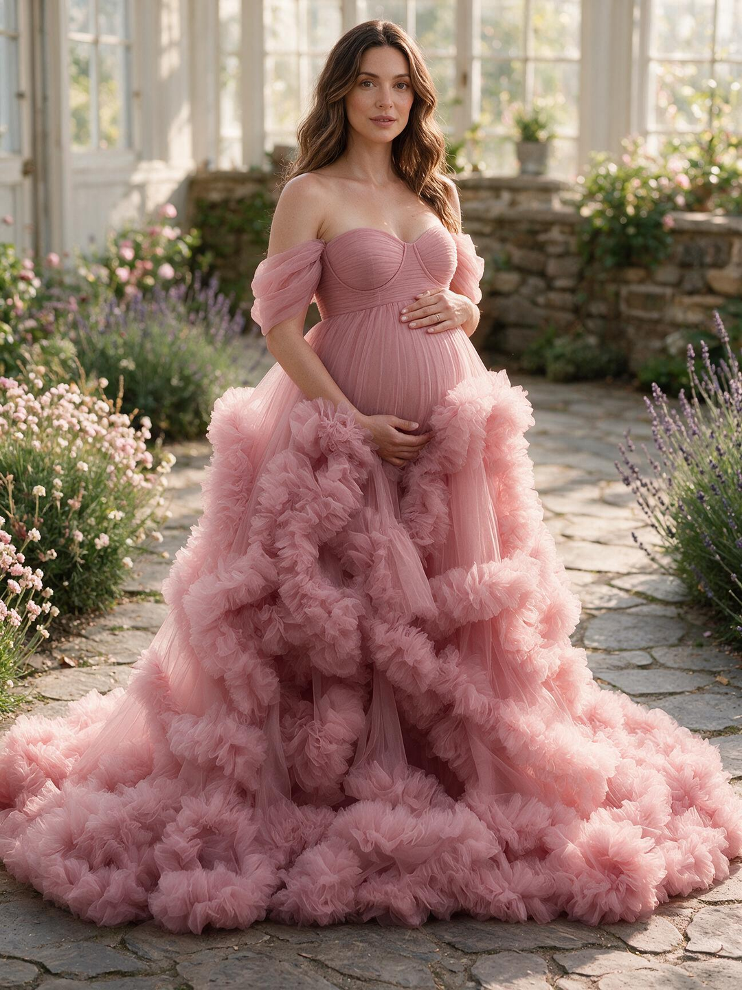 Off Shoulder Maternity Gowns for Photo Shoot Pregnancy Photography Robe YW220108