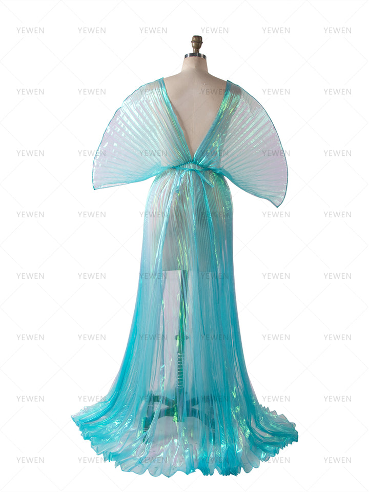 Shiny Organza Photoshoot Dress Sexy Off Shoulder Maternity Dress for Photo Shoot YW260278