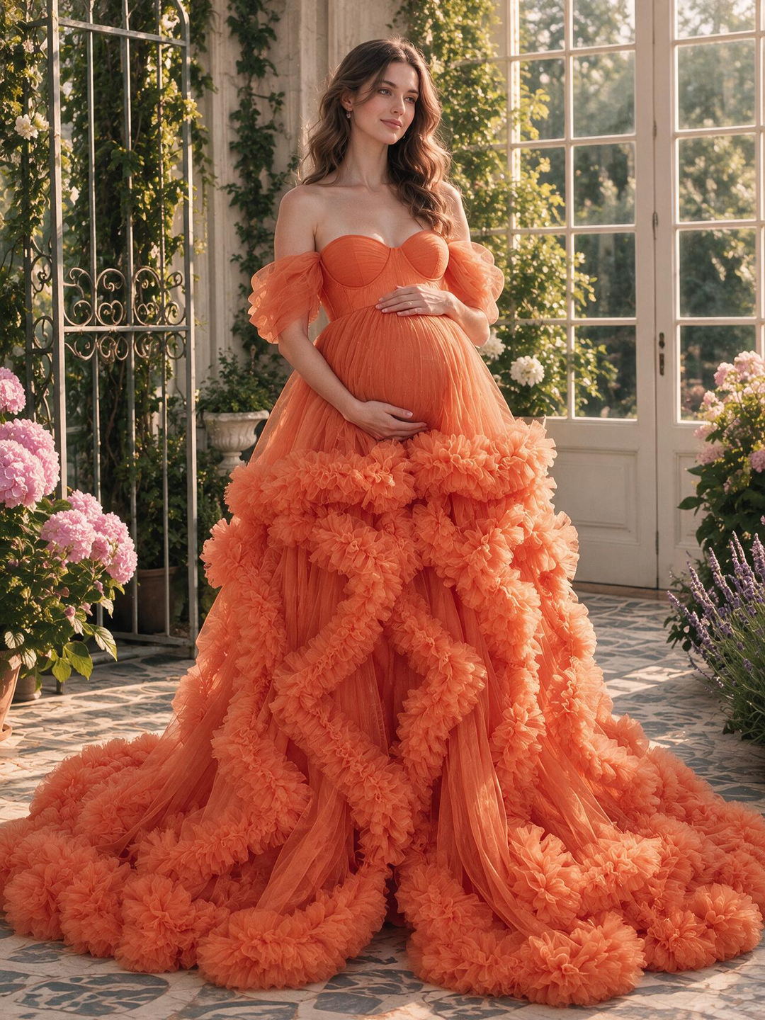 Off Shoulder Maternity Gowns for Photo Shoot Pregnancy Photography Robe YW220108