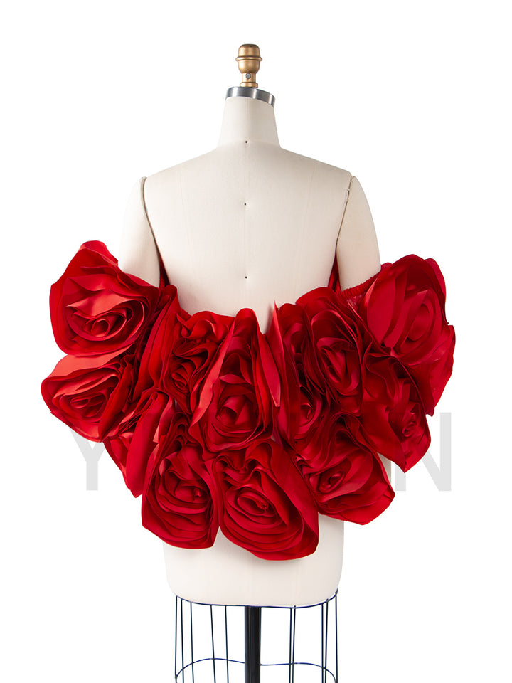 Handmade 3D Rose Short Cape for Engagement Photo Shoot Bridal Photography Props YW251014