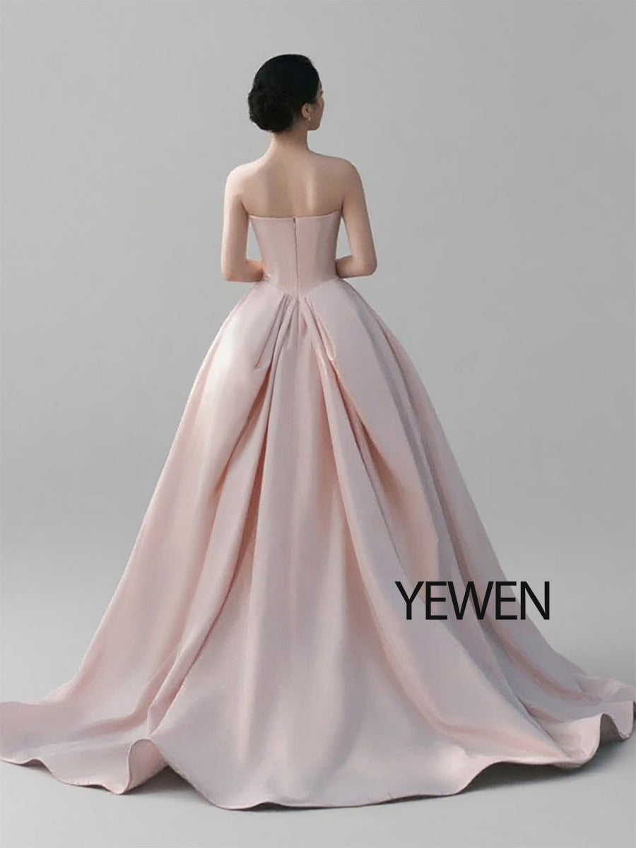 Pink Water Satin Wedding Dress Sweetheart Wedding Photo Shoot Long Formal Party Dresses