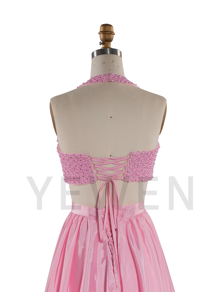 Fashion Two Piece Set Evening Gown Pink Birthday Outfit Dress YW250080