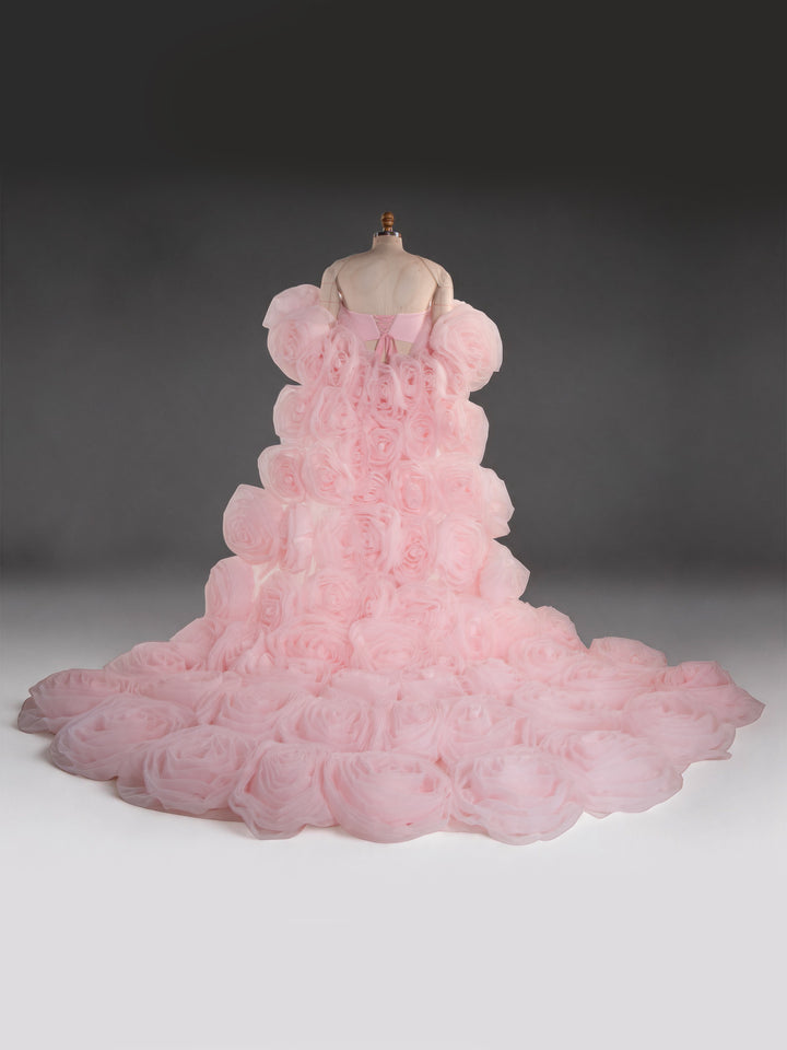 Rose Flower Cape with Slim Dress Set Pregant Dress Maternity Photoshoot Gown YW260313