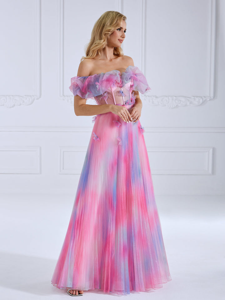 Iridescent A Line Elegant Maxi Prom Gown Floor Length  #90066