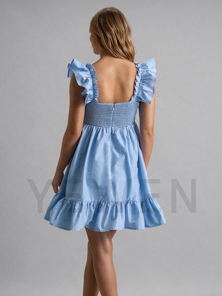 Ruffle Sleeve Tiered Babydoll Maternity Dress for Baby Shower YM261002
