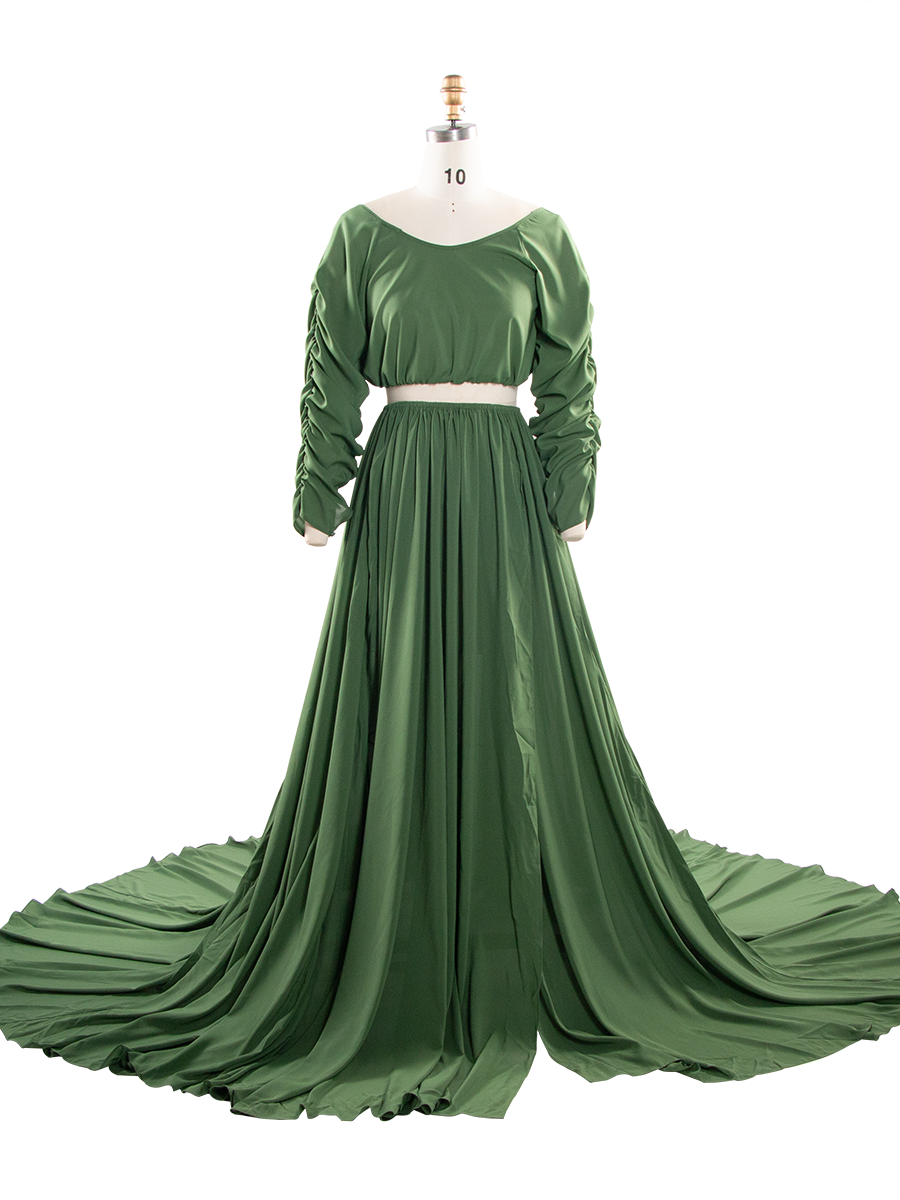 2 Piece Set Maternity Photo Shoot Dress Baby Shower Gown for Pregnant Women YW260275