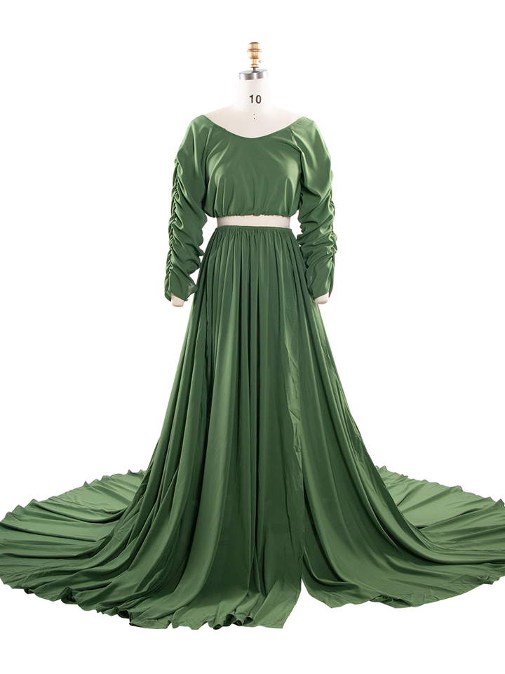 2 Piece Set Maternity Photo Shoot Dress Baby Shower Gown for Pregnant Women YW260275
