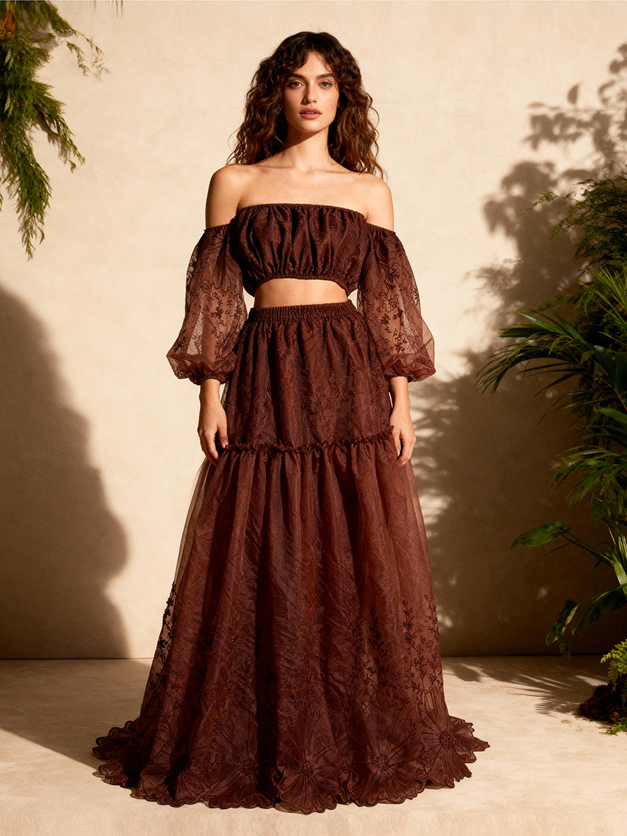 Two-Piece Set Lace Boho Dress Outfit Photo Shoot Dress YW240014