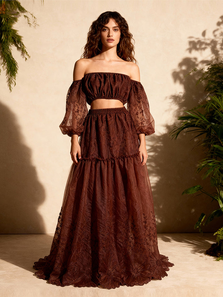 Two-Piece Set Lace Boho Dress Outfit Photo Shoot Dress YW240014