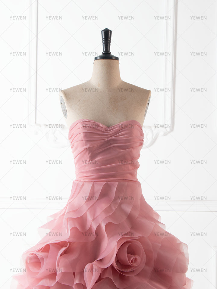 Strapless 3D Hand Rose Evening Dress Elegant Gown for Wedding Guest Party Dress YW260276