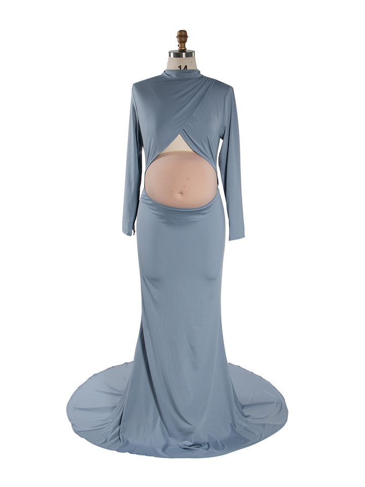 Long Sleeves Stretchy Fabric Red Maternity Dresses for Photoshoot Show Belly Baby Shower Dresses YW243168