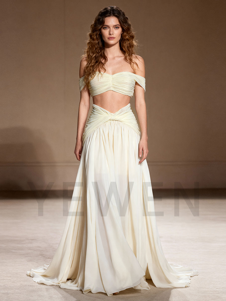 Off-shoulder Stretchy Mesh Gown Dress for Phtoshoot Maternity Sessions YW251032