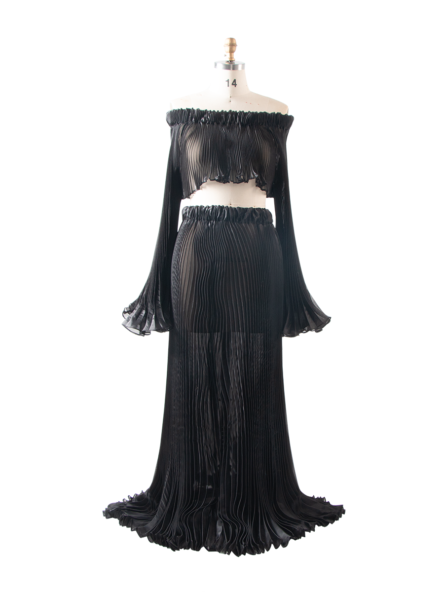 Flowing Pleated Two Piece Maternity Photoshoot Dress YW251022