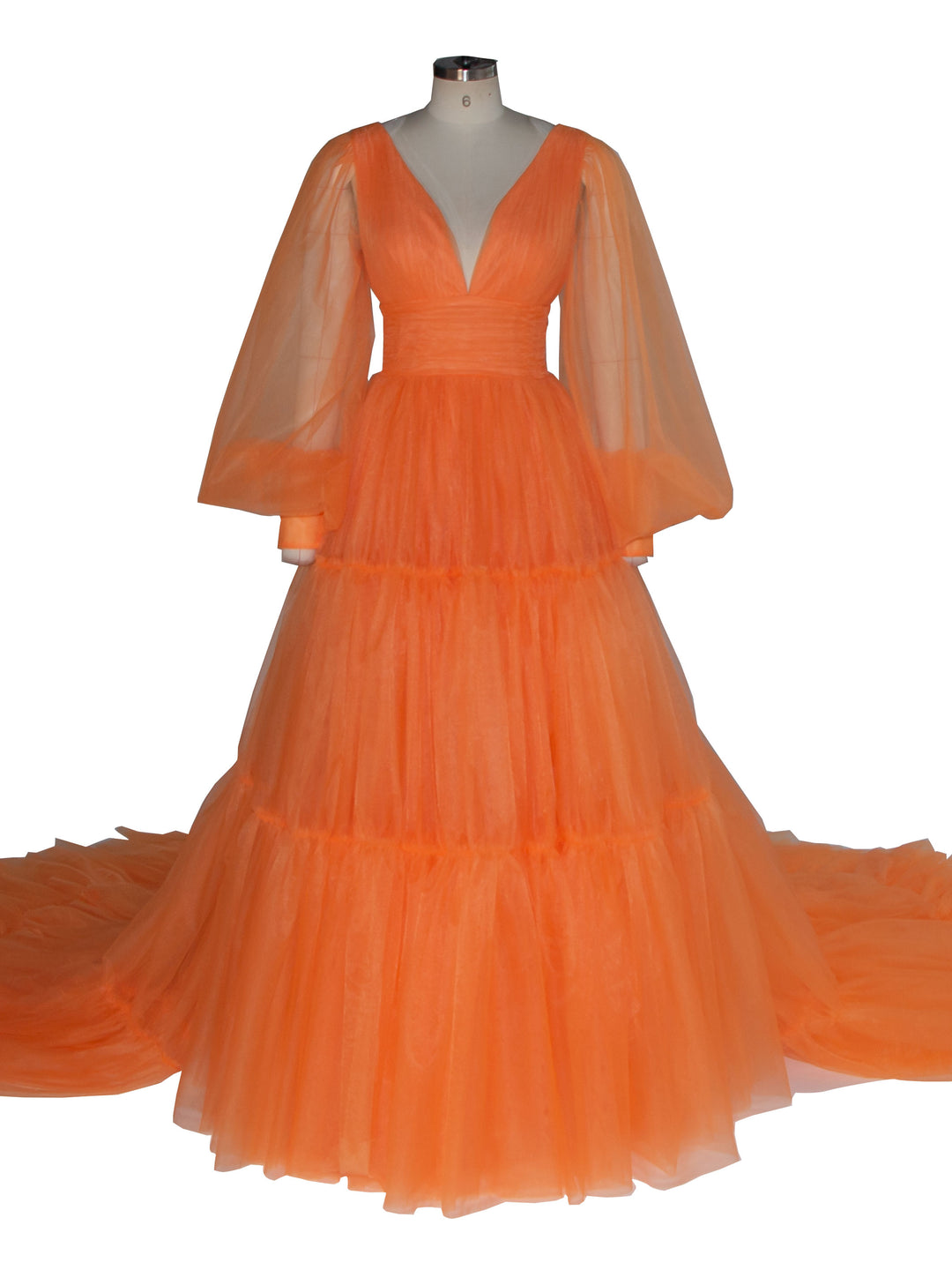 puffy orange dress Uniquely Flounced Puffy Orange Layered Ball Gown