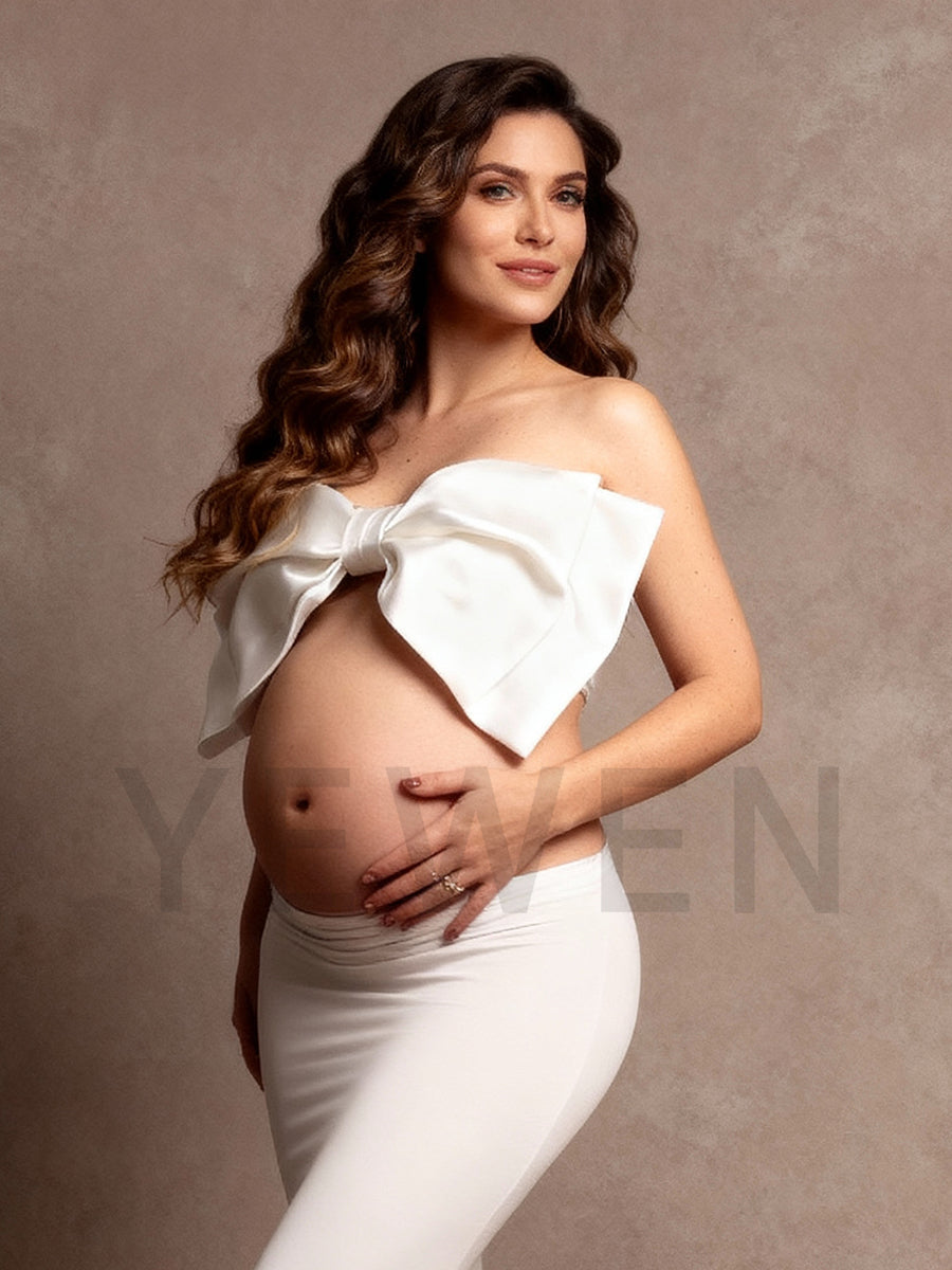 Two Piece Set Dress for Baby Shower Slim Fit Dress Photo Shoot for Pregnant Women