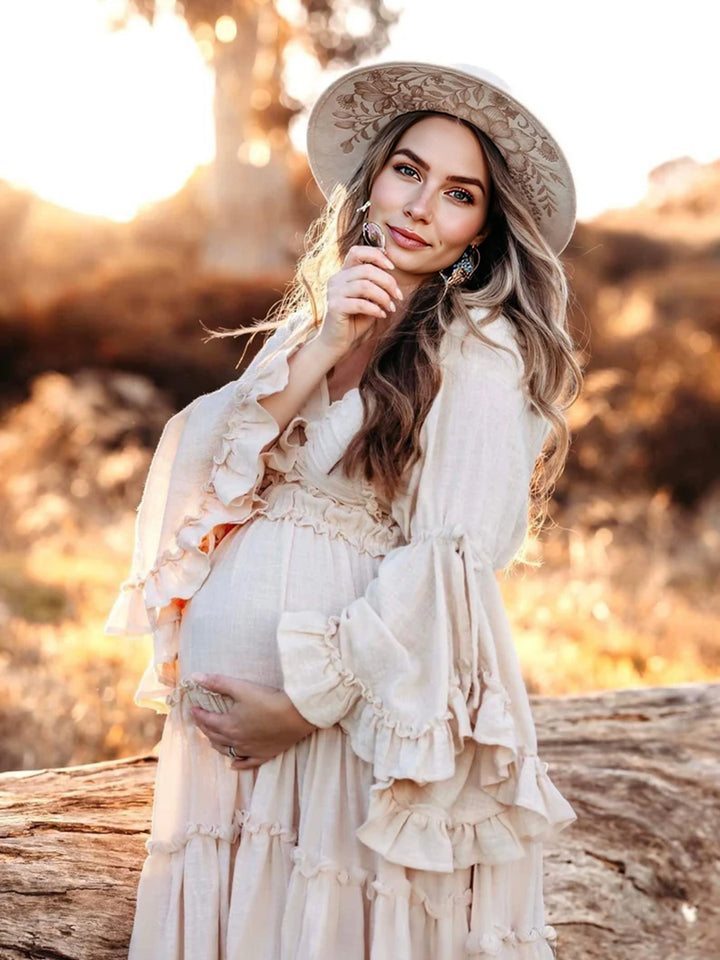 2 Piece Set Boho Cotton Woman Maxi Dresses for Photo Shoot Fancy Photography Props YW231020-1