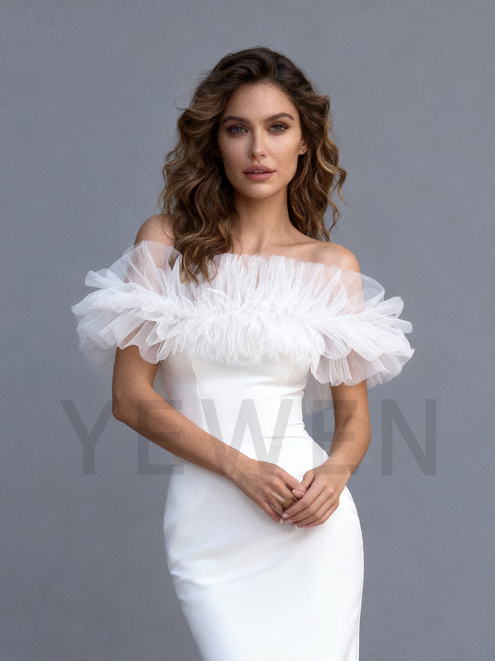 Mermaid Satin Wedding Dress Off Shoulder Elegant Bridal Gown