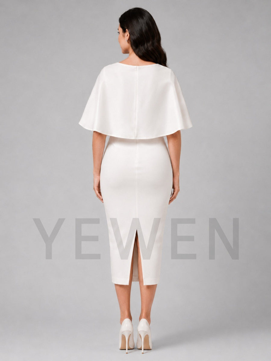 Ivory V-Neck Twist Bodice Flutter Sleeve Maternity Baby Shower Dress L-26928