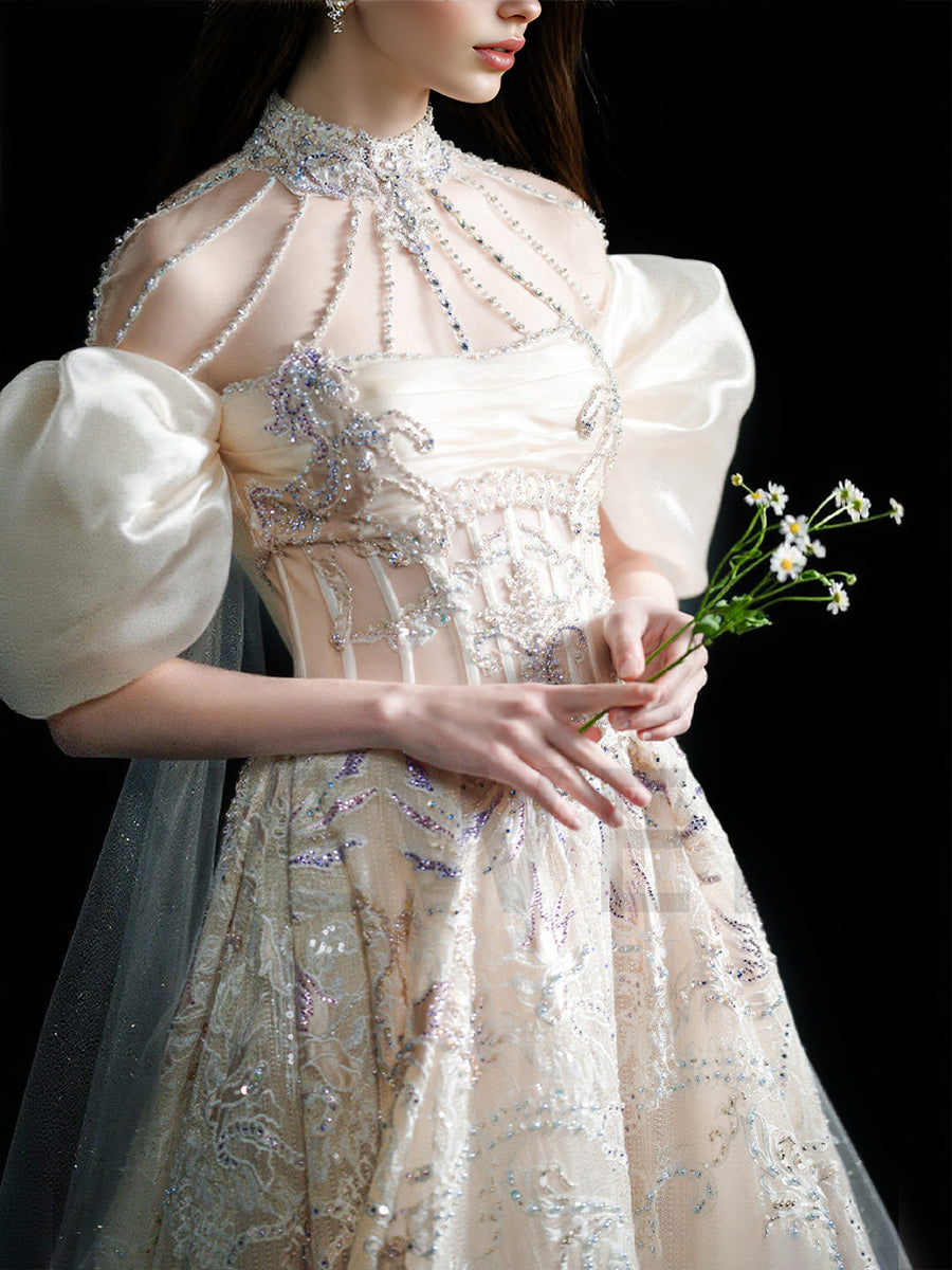 High Neck Luxurious Evening Dress Elegant Formal Wedding Celebrity Prom Gown High Neck Luxurious Evening Dress Elegant Formal Wedding Celebrity Prom Gown