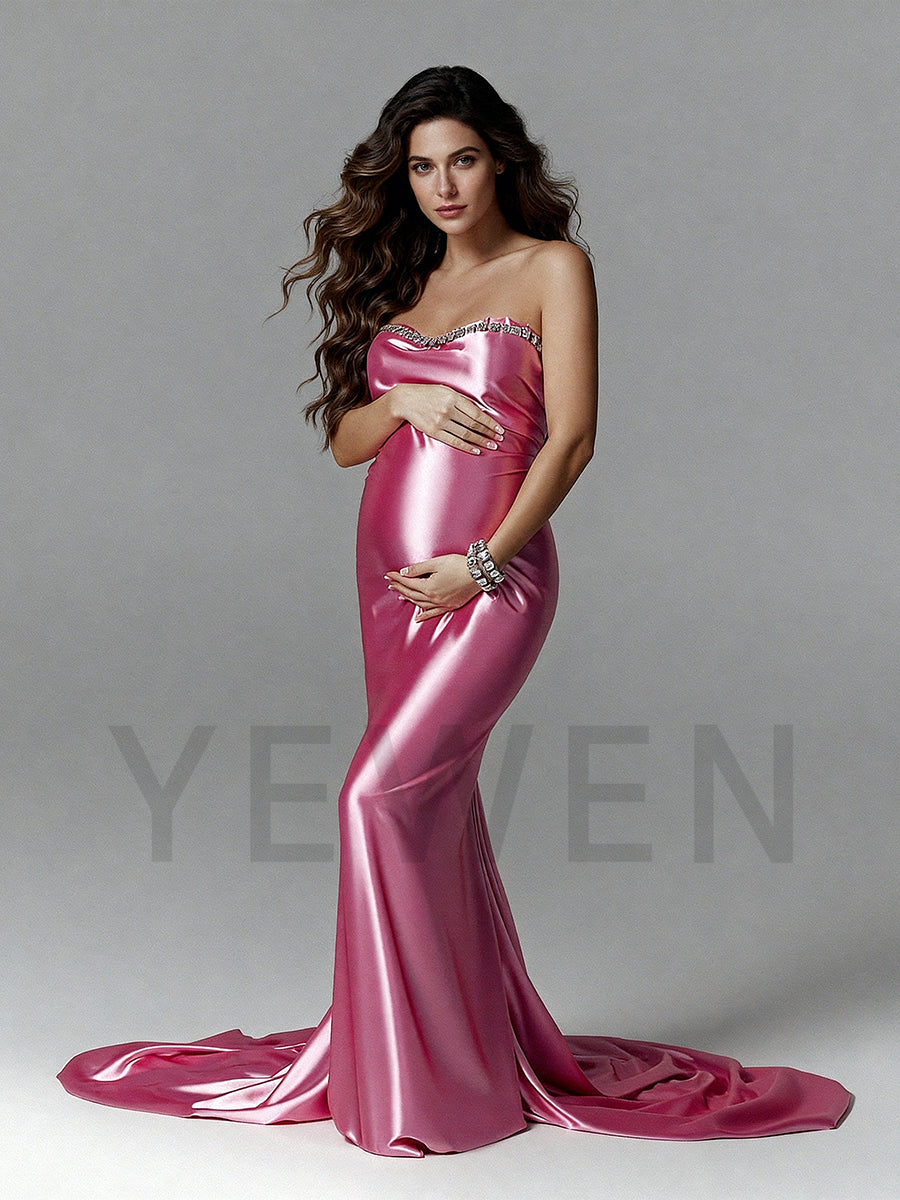 Maternity Photoshoot Dress Dramatic Puffy Sleeves Pregnancy Shooting Dress for Pregnant Women