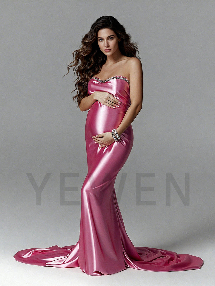 Maternity Photoshoot Dress Dramatic Puffy Sleeves Pregnancy Shooting Dress for Pregnant Women