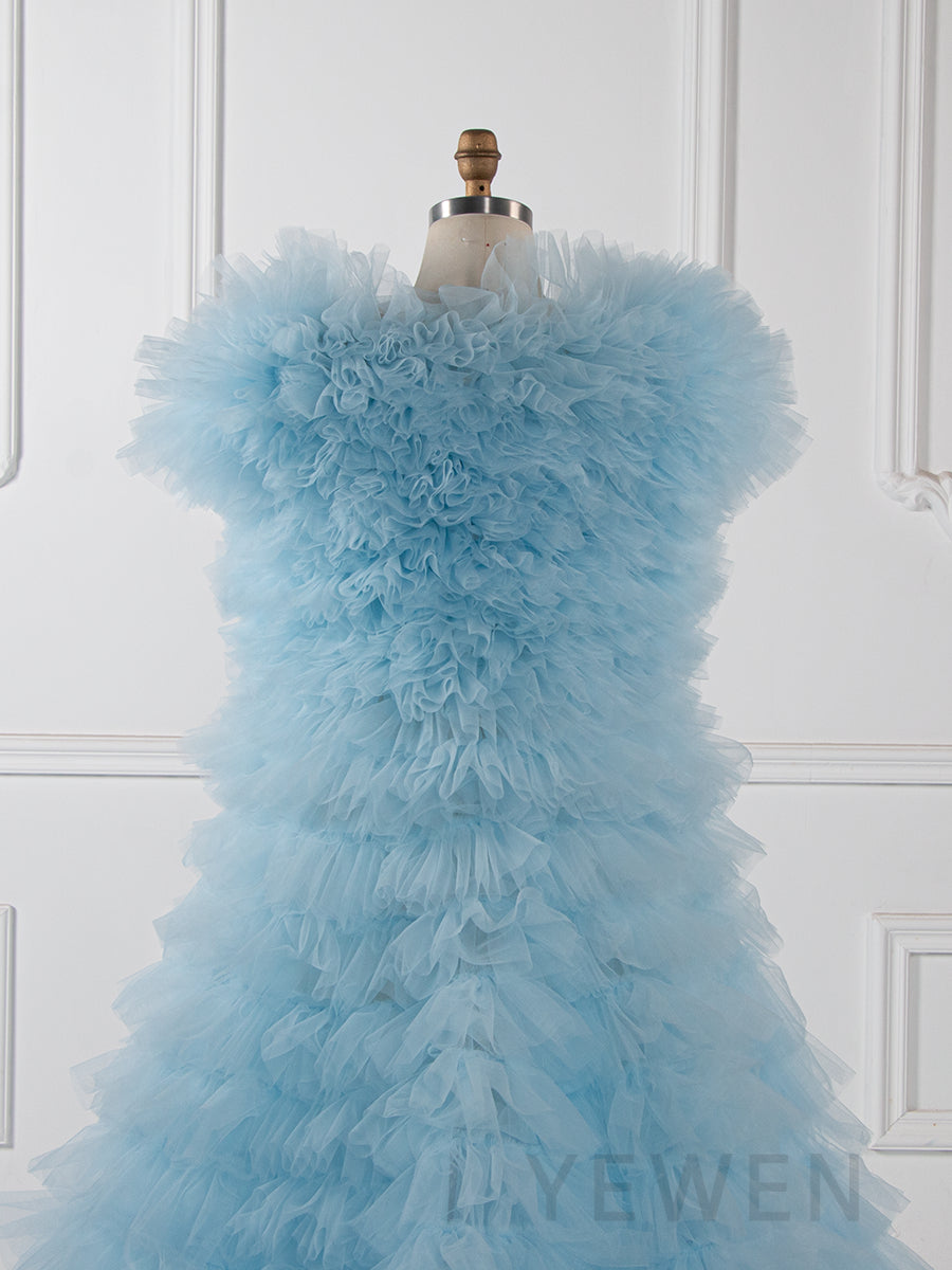Tulle Robe Dress for Photoshoot Layer Ruffles Tulle Gown for Baby Shower YW260215