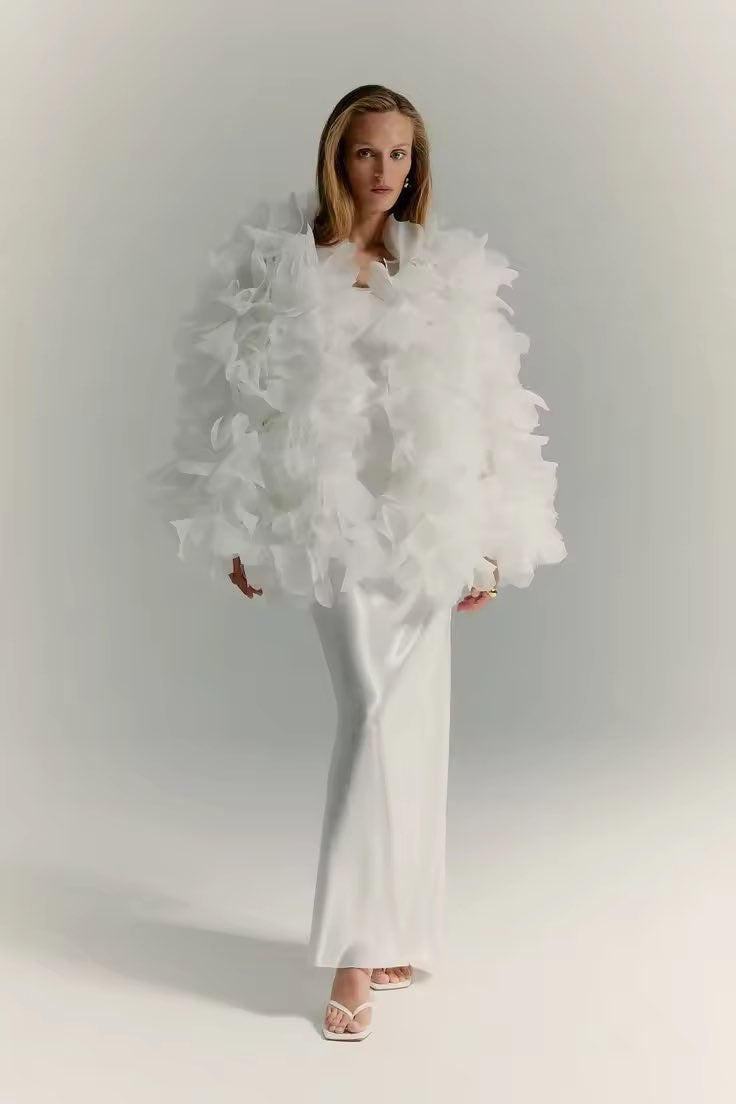 Fashion White Organza Women Jacket Photography Maternity Blouse Outerfit