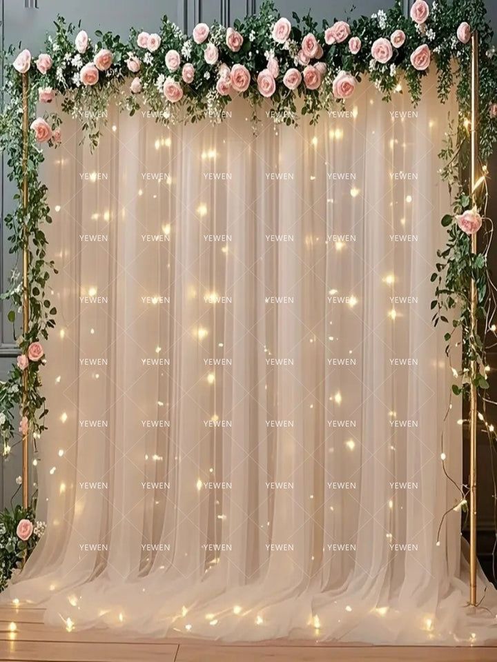 Mesh Outdoor Wedding Gauze Mantle with Light String for Photography Background and Scene Arrangement Backdrops YW2603112D