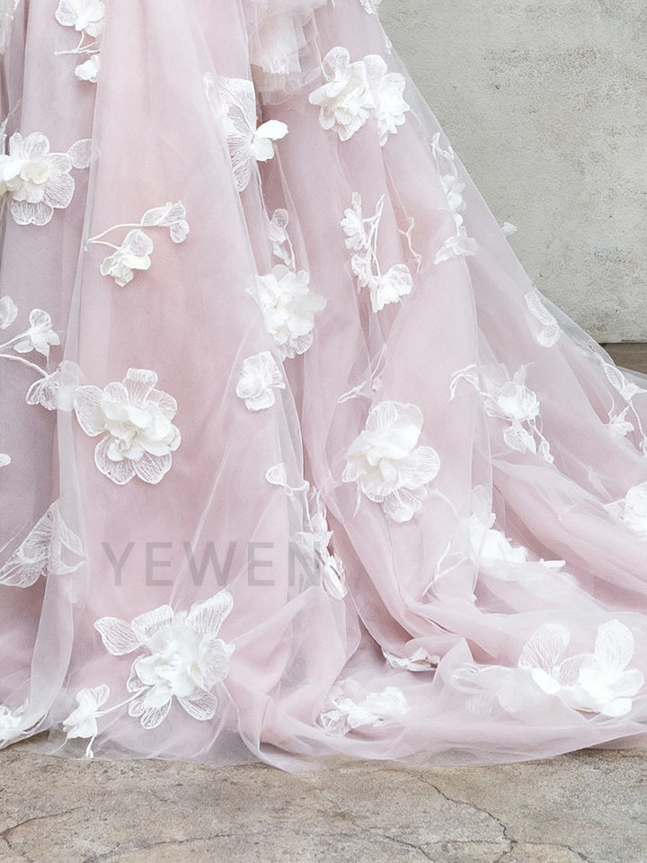 3D Floral Appliques Pregnant women Gown Photography Dress for Baby Shower Front Split