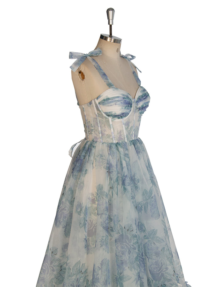 Elegant Floral Organza Dress Flower Printed Event Dress YW243141