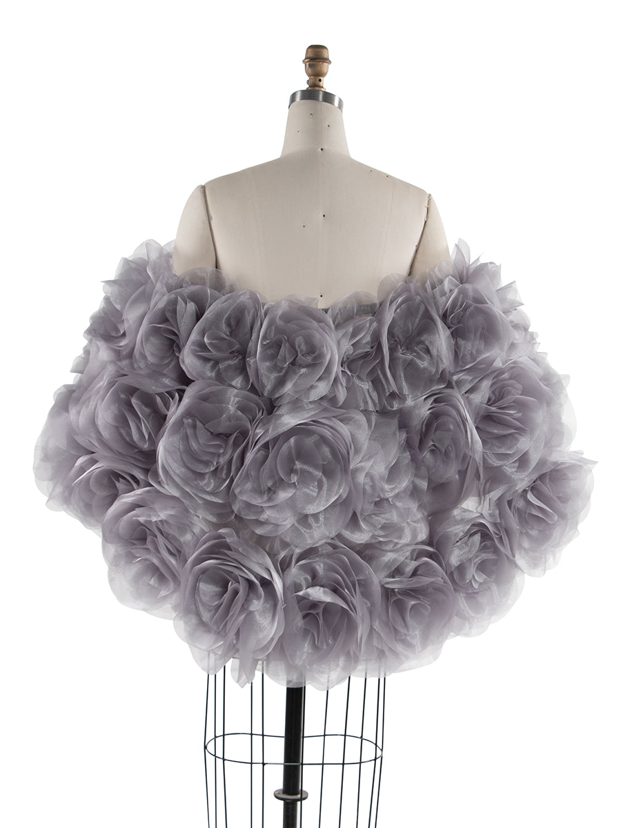 Gorgeous Handmade 3D Flower Short Cape Elegant Wedding Cover Up Bridal Shawl YW250011