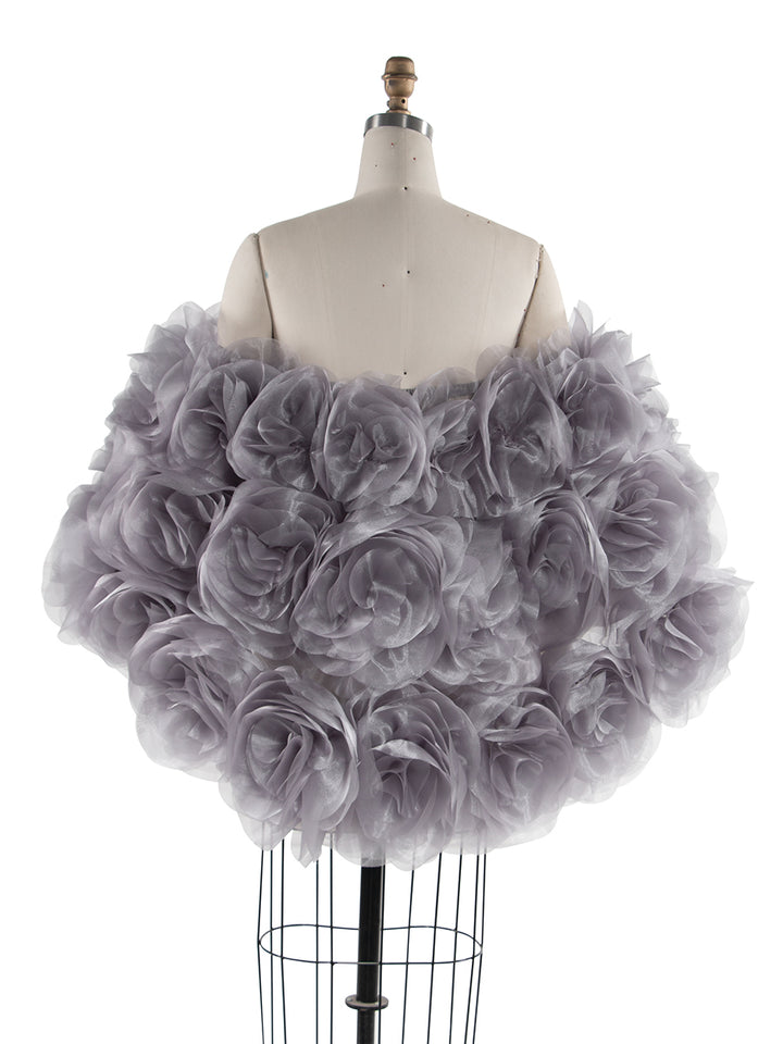 Gorgeous Handmade 3D Flower Short Cape Elegant Wedding Cover Up Bridal Shawl YW250011