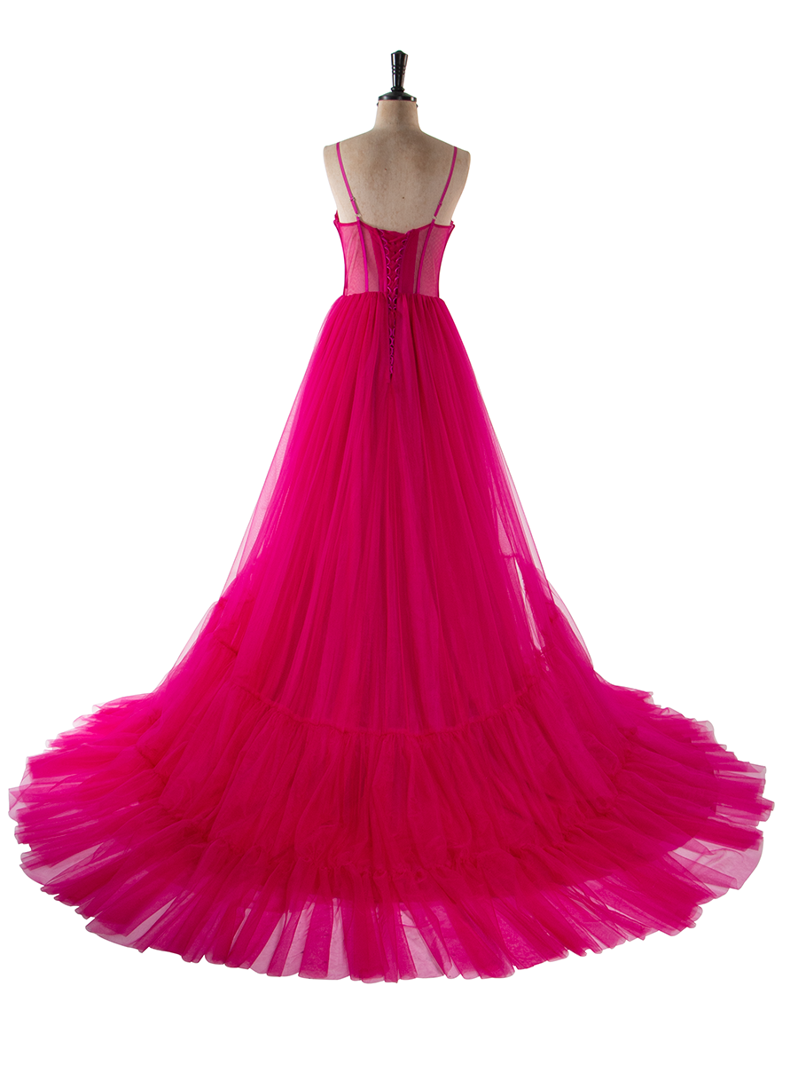 Orange Tulle Evening Dress Long Woman Formal Prom Dress Fluffy Maxi Photoshoot Dress Wedding Guest Dress YEWEN