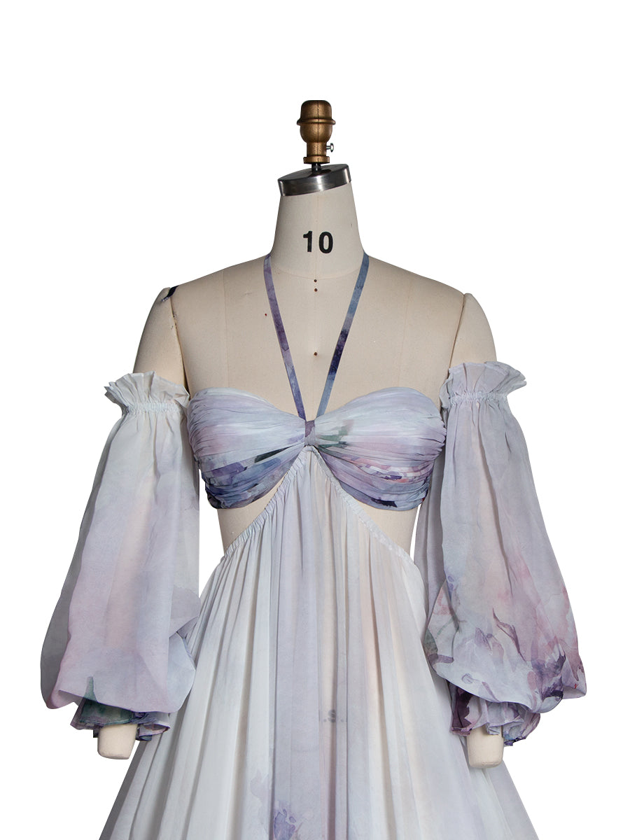 Bohemian Printed Chiffon Maternity Dress for Photoshoot Pregnancy Dress Photoshoot YW240526