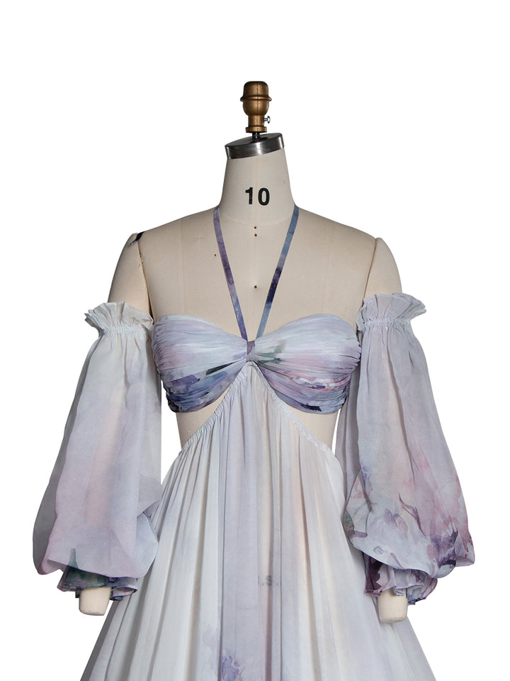 Bohemian Printed Chiffon Maternity Dress for Photoshoot Pregnancy Dress Photoshoot YW240526