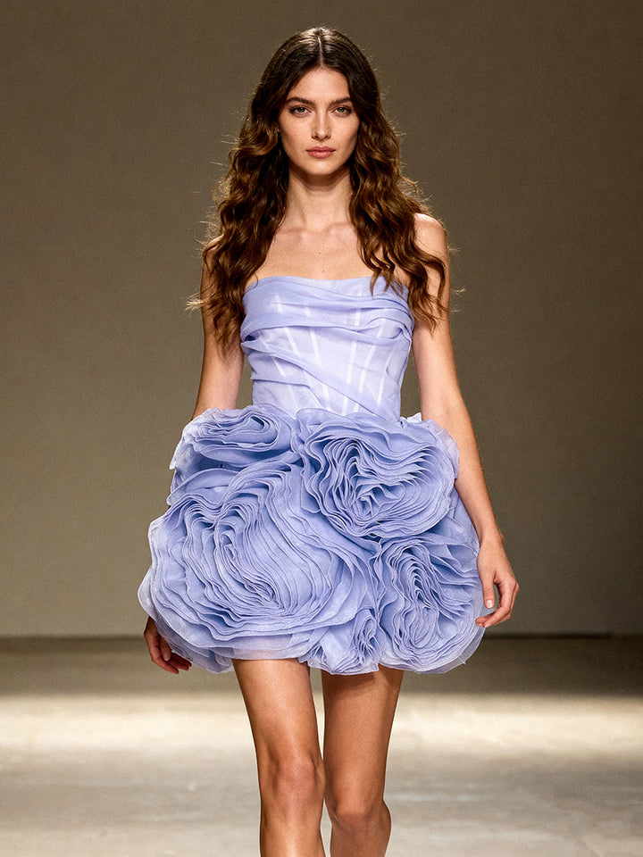 Handmade Mini Strapless Corset Purple Prom Dress Birthday Dress