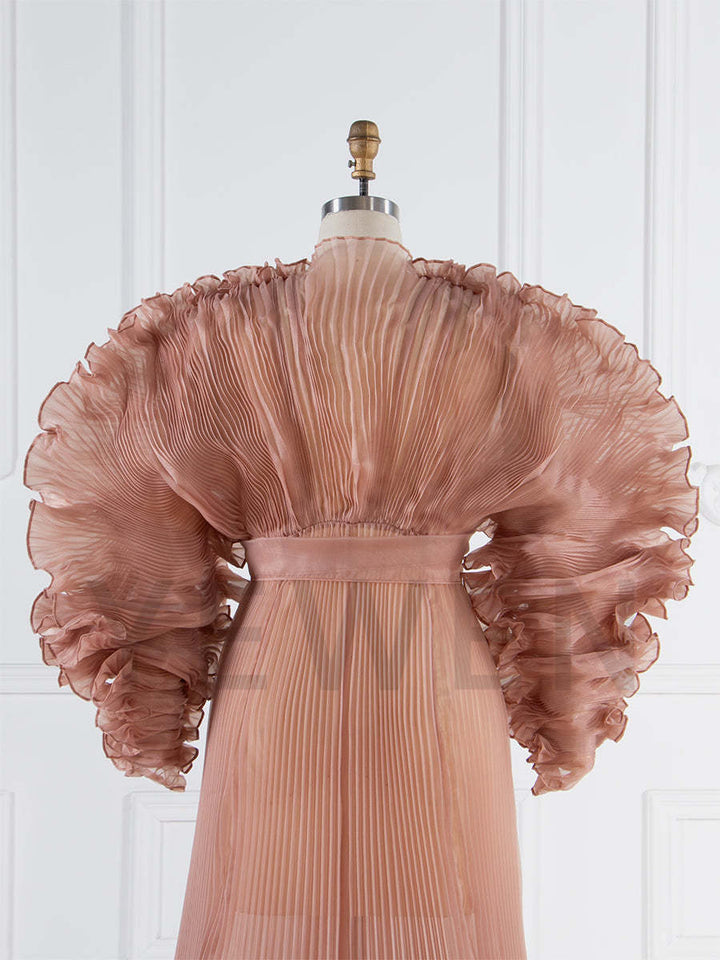 V Neck Pleated Organza Maternity Dresses for Photoshoot Big Skirt Sheer Dress for Maternity Baby Shower YW250013