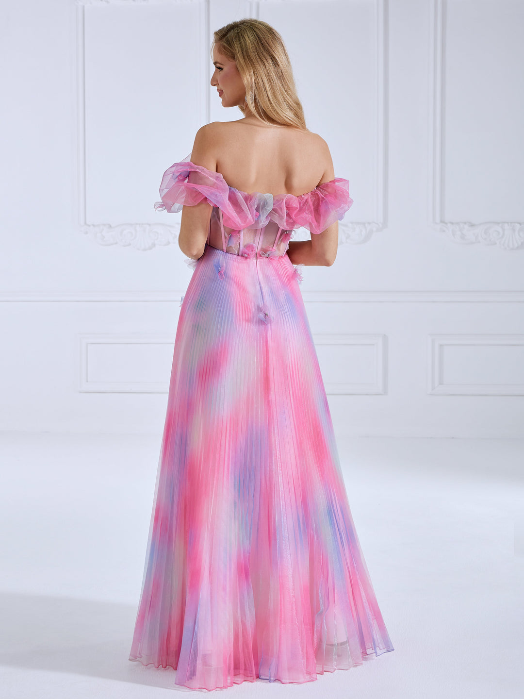 Iridescent A Line Elegant Maxi Prom Gown Floor Length  #90066