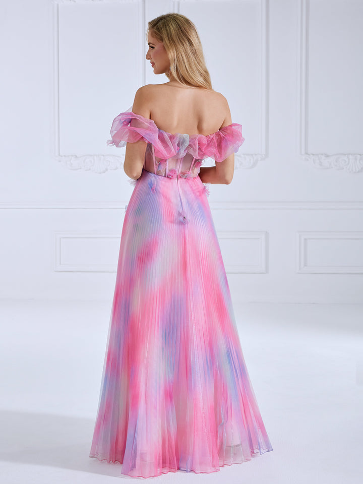 Iridescent A Line Elegant Maxi Prom Gown Floor Length  #90066