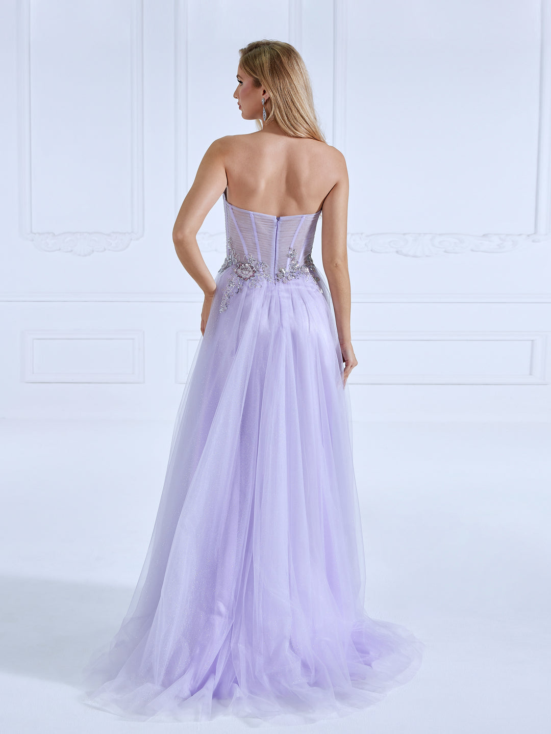 light purple evening dresses Luuvis Women Light Purple Corset Prom Dress Gorgeous A Line Sweetheart Formal Dress with Ruffles