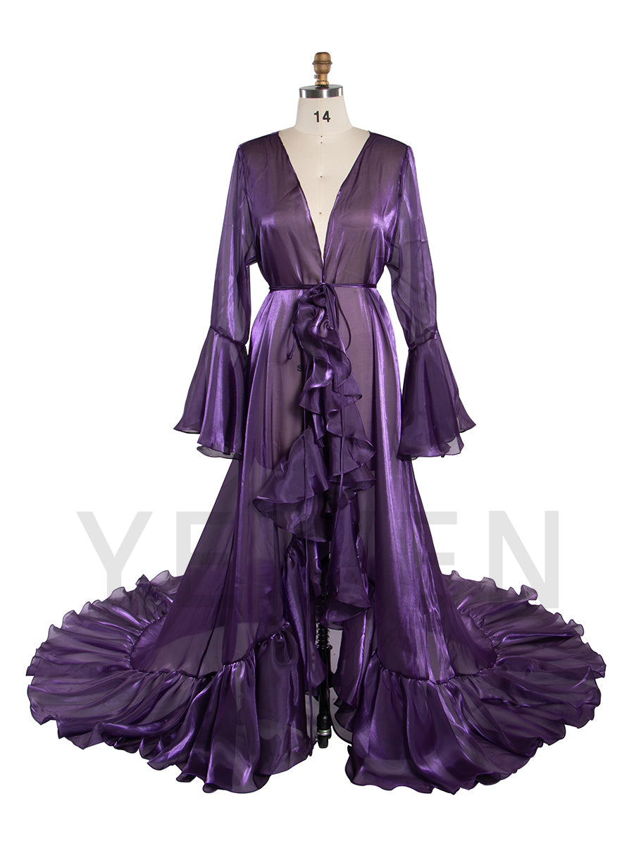 Ruffles Flar Sleeves Maternity Photoshoot Dress Pregnancy Dresses for Photo Shoots YW240524